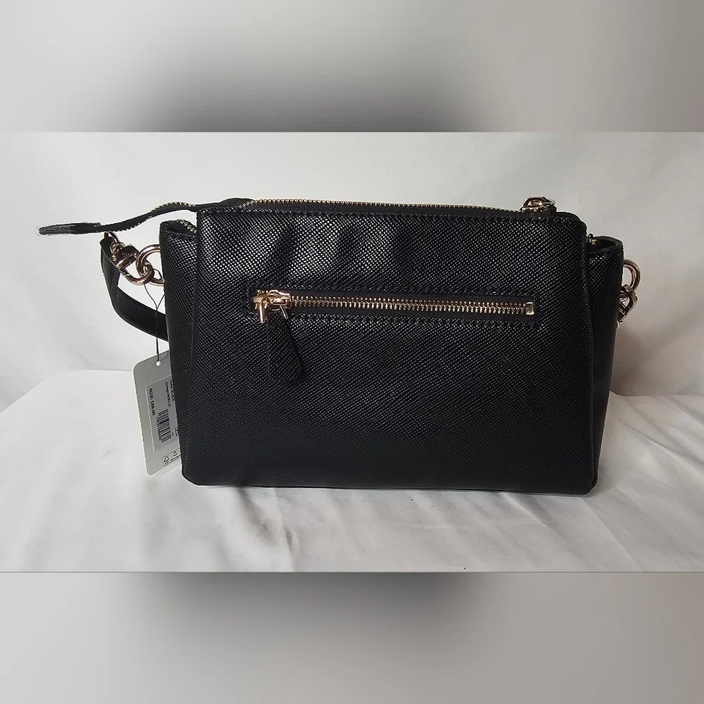 GUESS Noelle triple compartment faux-leather women's small crossbody bag - Black - Picture 3 of 13